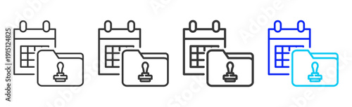 schedule file Icon Set Collection Creative Outline Style for Business Audit Process with Multiple Thickness Variations Suitable for UI Branding Project