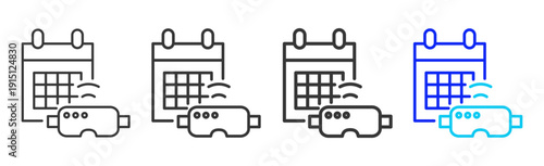 Augmented Reality Review Icon Set Collection Creative Outline Style for Business Audit Process with Multiple Thickness Variations Suitable for UI Branding Project