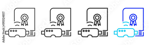 digital badge Icon Set Collection Creative Outline Style for Business Audit Process with Multiple Thickness Variations Suitable for UI Branding Project