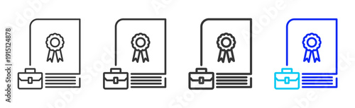 business seal Icon Set Collection Creative Outline Style for Business Audit Process with Multiple Thickness Variations Suitable for UI Branding Project