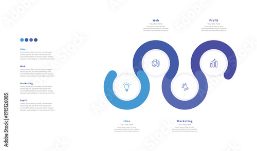Modern minimalist, elegant, clean, circular steps, editable infographic design template, vector