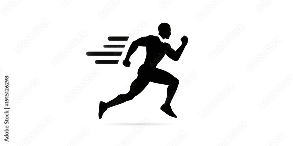 Fototapeta premium Running male silhouette illustrating speed and motion concept