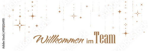 Willkommen im Team text on white background. Welcome to the team in german language.
