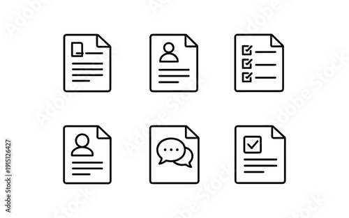 Collection of document icons representing different types of paperwork and official records