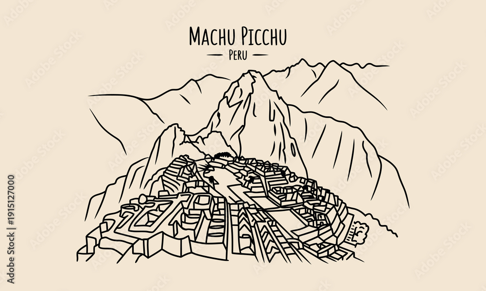 Naklejka premium Machu Picchu Peru Inca Citadel Mountain Landscape