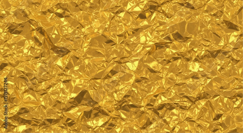 Radiant Gold Texture: A shimmering tapestry of crinkled, golden foil, bathed in light, offering a luxurious and abstract aesthetic.