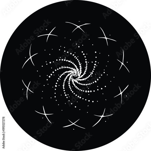 A vector illustration of the Pisces and Leo zodiac signs integrated into a black compass rose with navigation arrows and stars across a celestial world map design