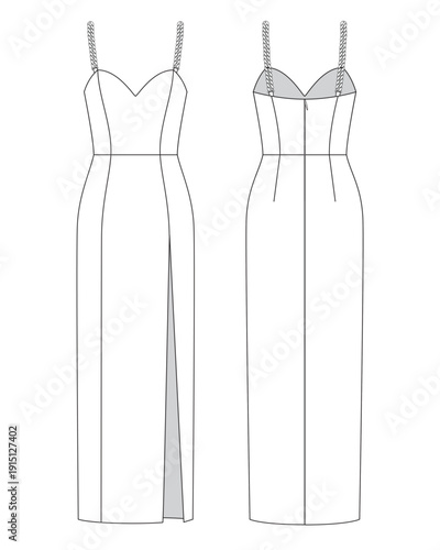 Chain shoulder straps evening maxi dress