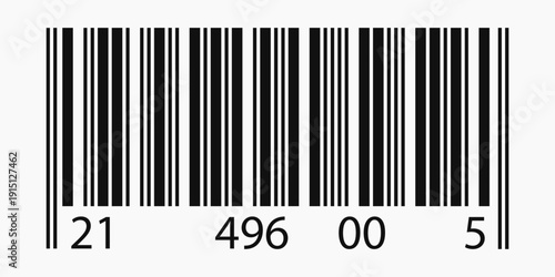 Single EAN barcode icon. Linear identification code for packaging labels. Black striped graphic on white background. Simple vector element.