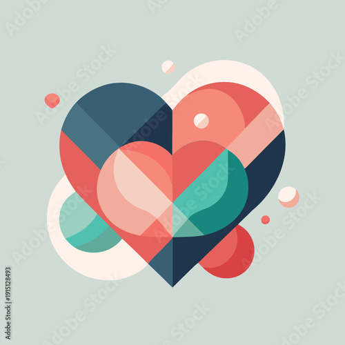 Vector illustration of a romantic red heart symbol on an abstract background pattern for Valentine's Day art design with a passion and love theme