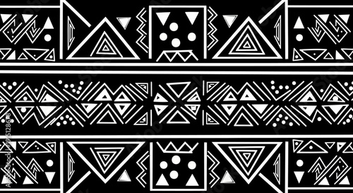 Black and White Tribal Pattern Design.