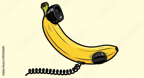 Banana Phone Illustration Yellow Device.