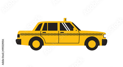 Yellow Taxi Cab Vehicle Illustration.