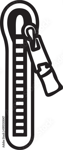 Zipper icon silhouette vector illustration , a common fastener for clothing
