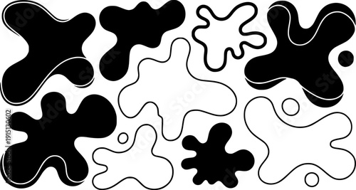 blob shapes abstract organic forms silhouette line art vector illustration with a white background
