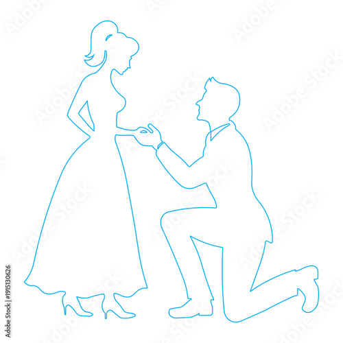 silhouette of a marriage proposal, a romantic moment of a man asking a woman to marry him