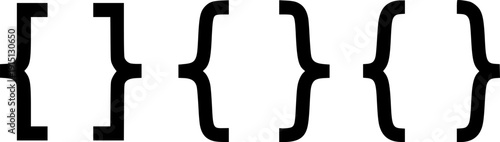 set bracket braces parenthes silhouette line art vector illustration with a white background
