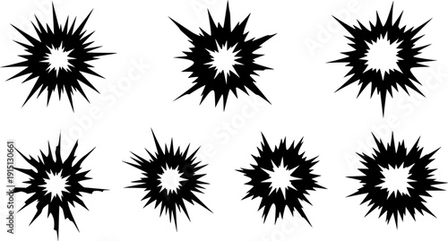 explosive effect dynamic explosion silhouette line art vector illustration with a white background
