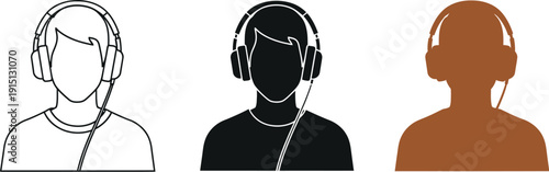 Customer service representatives with headphones in various styles on white background
