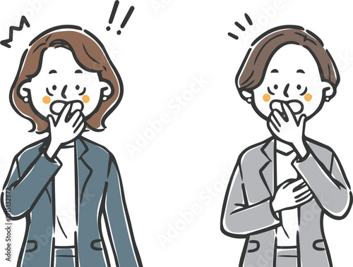 びっくりしているキャリアウーマン　上半身　ベクター