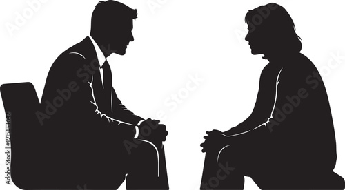 Silhouettes of doctors and business people in meetings and presentations with documents and discussion