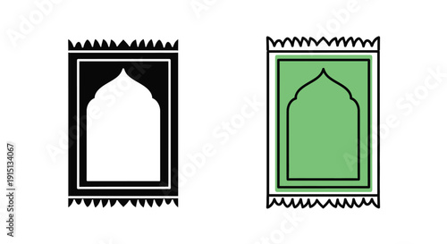 Islamic prayer rugs in black and green a distinctive silhouette