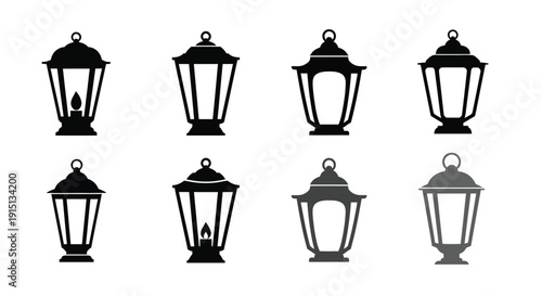 A collection of ornate black lanterns in a repeating pattern silhouette