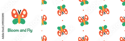 Insect cutout card with butterfly beetle fly kids. Playful card design for children greetings and prints.