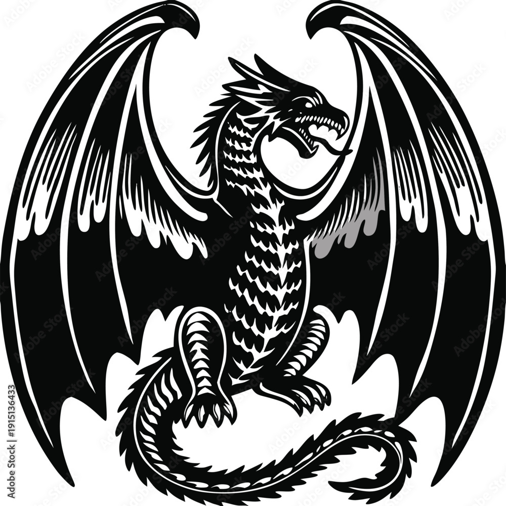 Obraz premium Black dragon vector illustration