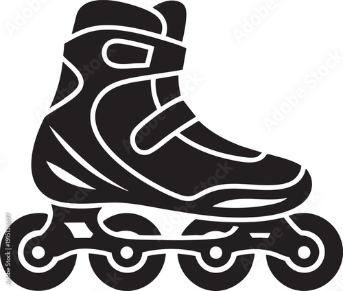 Inline skates silhouette, rollerblading equipment for extreme sport and active lifestyle fun