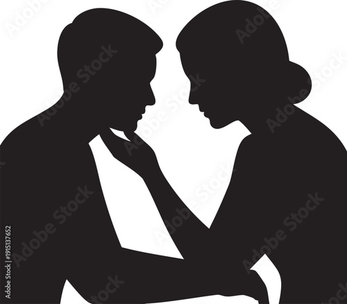 Couple silhouette tender moment embrace face touch emotional connection intimacy love relationship between two people