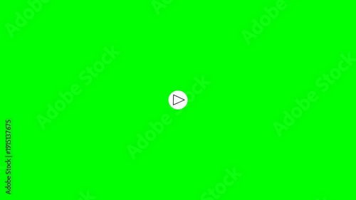 Play button icon animation on green screen background