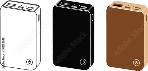 Compact portable power bank available in three distinct color options for mobile devices