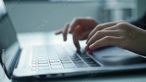 Person Typing on Laptop Keyboard.