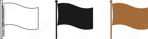 Collection of simple flag designs in various colors and line styles for versatile use