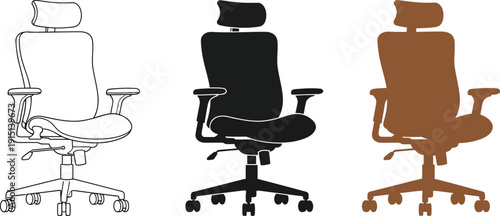 Modern adjustable office chairs with headrests and armrests in various color options available