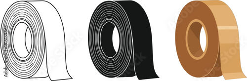 Three rolls of tape in different styles and colors on a white background displayed
