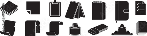 Comprehensive collection of office and stationery icons for various work and study needs