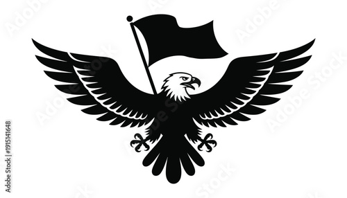 eagle with flag silhouette vector patriotic bird symbol illustration.