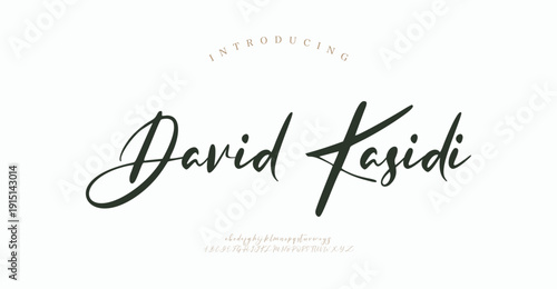 David Kasidi, Script Elegant alphabet letters font logo classic minimal fashion designs. Typography modern sans fonts and number for logo brand. vector illustration
