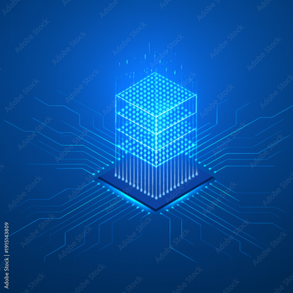 Fototapeta premium Futuristic Data Cube Processor