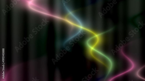 Moving light patterns flowing through abstract colors and silhouettes