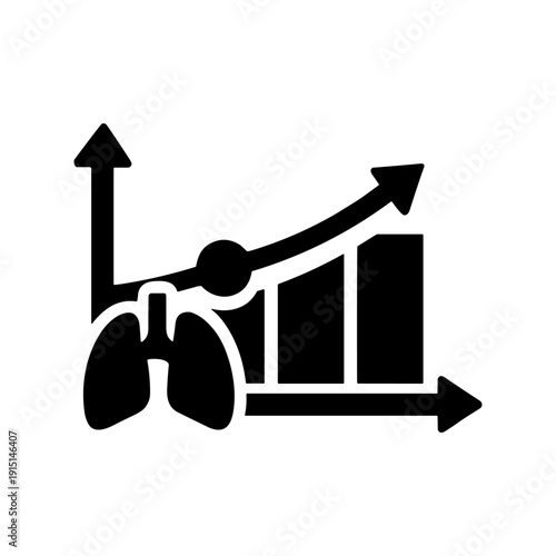 Solid black icon set vector illustration for respiratory health analytics