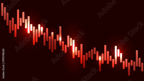 Glowing red financial chart with downward trend on dark background