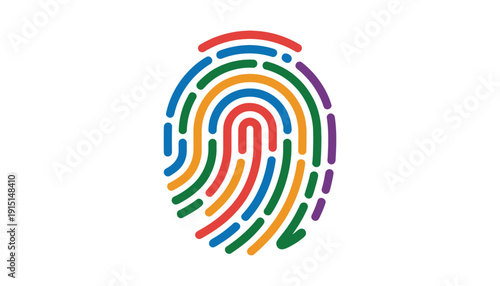 colorful fingerprint graphic abstract curved lines identity security vector.
