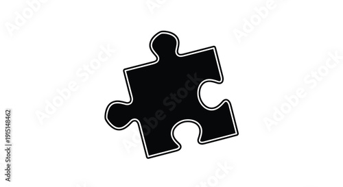 A single black puzzle piece against a white background silhouette