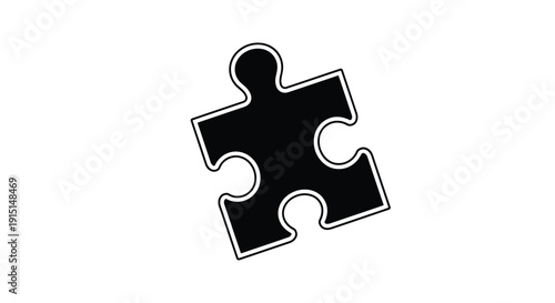 A single black puzzle piece against a white background silhouette