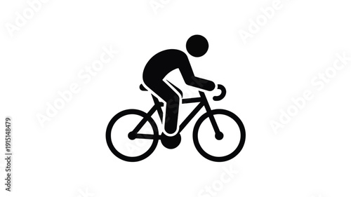Cycling icon with a person riding a bicycle from the side in a simple style