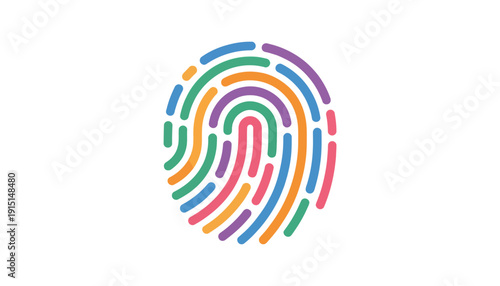 colorful fingerprint graphic abstract curved lines identity security vector.