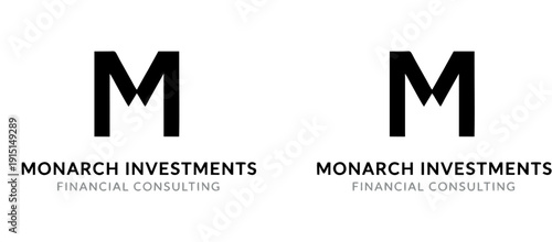 Monarch Investments Financial Consulting Vector Logo, Professional Letter M Icon, Minimalist Branding for Banking, Wealth Management, Accounting, and Business Corporate Identity.